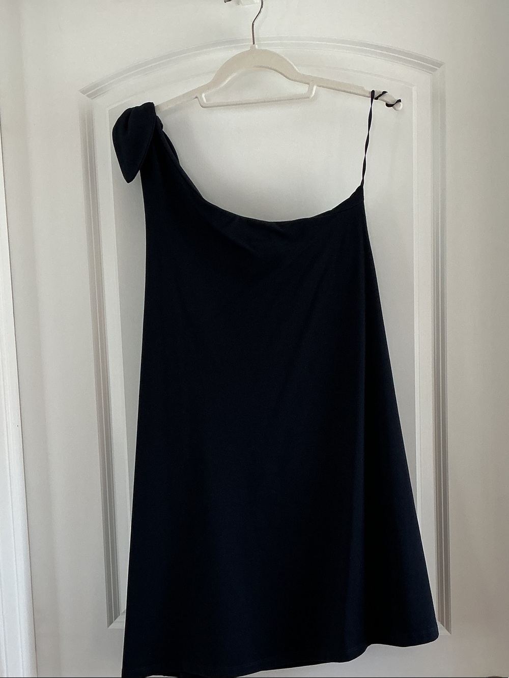 Susana Monaco One-Shoulder Blue/Black Dress with Knotted Strap - Size M